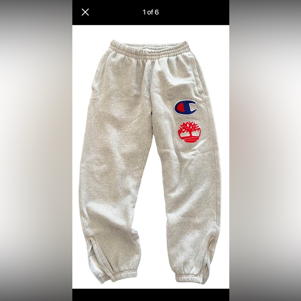Champion Timberland Collaboration Mens Size Small Cream Jogger Sweatpants